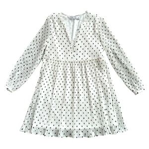 Zara Dress Mini Polka Dot Pleated Lined Women’s Medium
